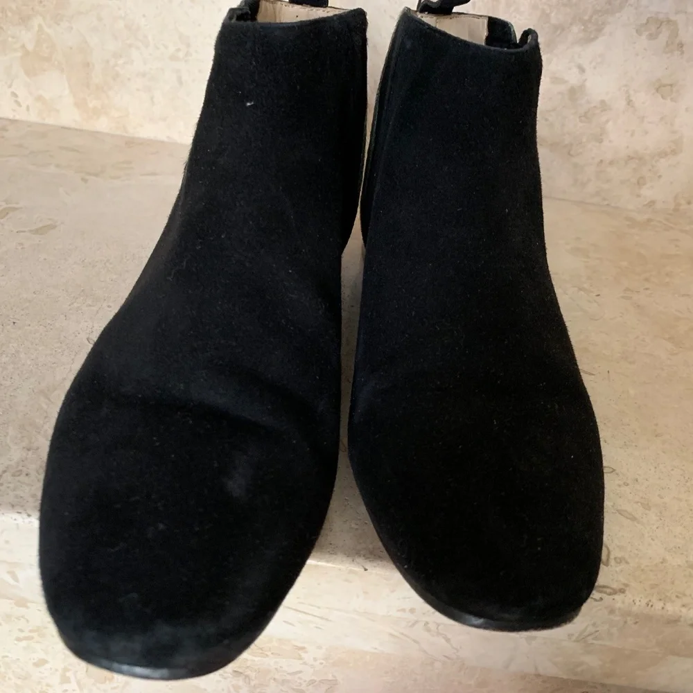 COLE HAAN Embury Bootie Black Suede/Green Camo pony hair & calf leather size 7